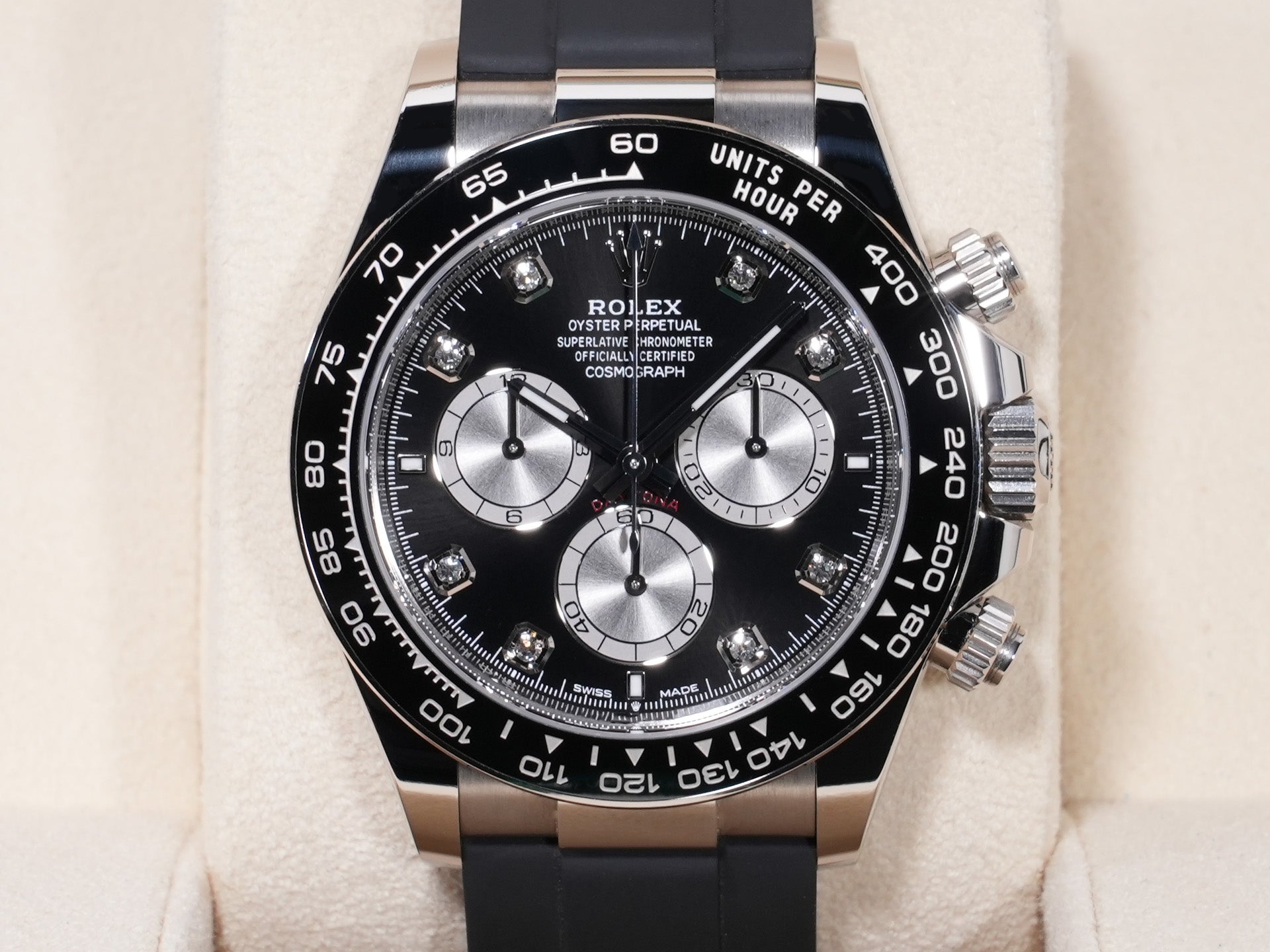 ロレックス デイトナ Ref.126519LN ホワイトゴールド ブライトブラックxスチールx8Pダイヤ文字盤 中古 bxj86gxn