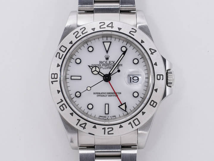 ロレックス エクスプローラーII Ref.16570 ステンレススチール ホワイト文字盤 中古 vs32ytmw