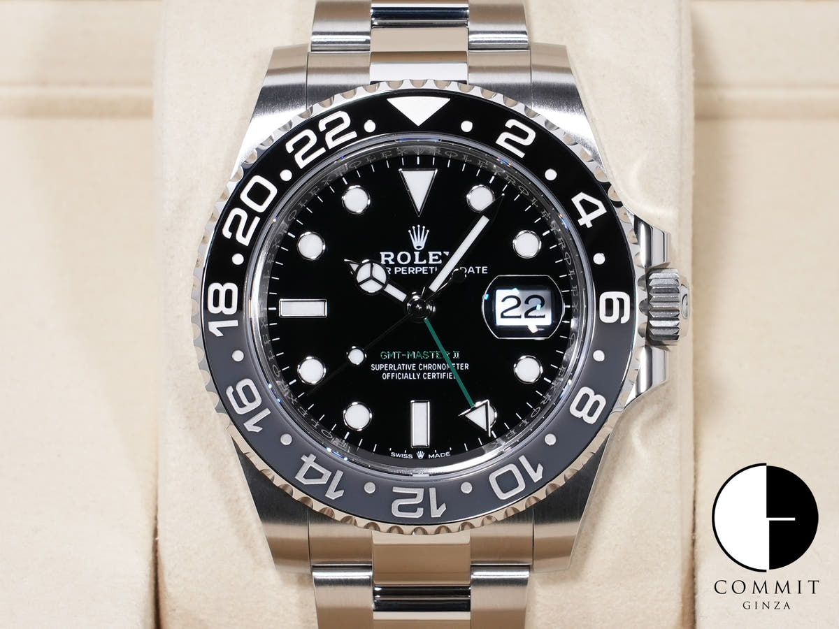 Rolex GMT-Master II Ref. 126710GRNR Stainless Steel Black Dial Oyster Bracelet Unused rf839jyy
