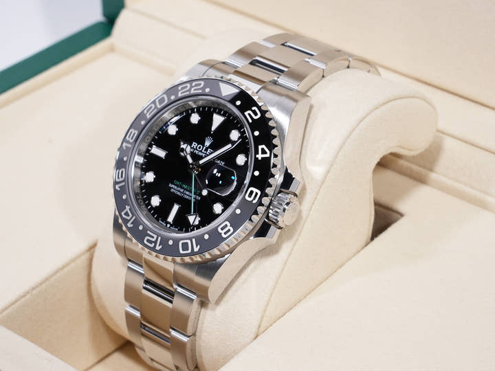 Rolex GMT-Master II Ref. 126710GRNR Stainless Steel Black Dial Oyster Bracelet Unused rf839jyy