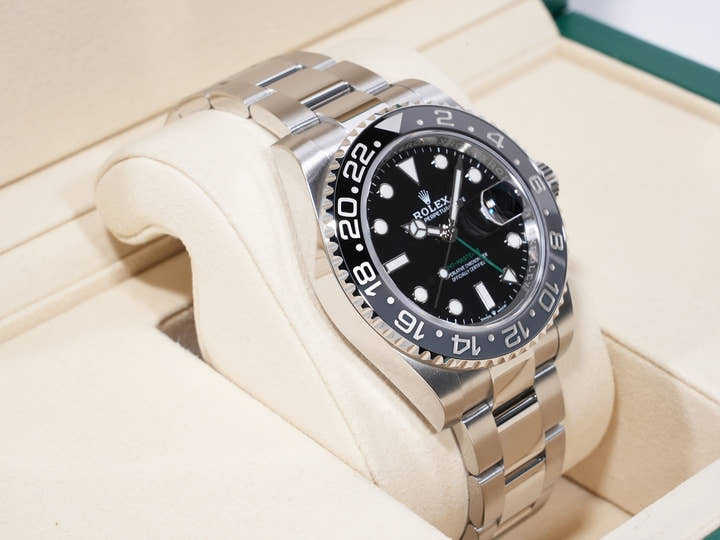 Rolex GMT-Master II Ref. 126710GRNR Stainless Steel Black Dial Oyster Bracelet Unused rf839jyy