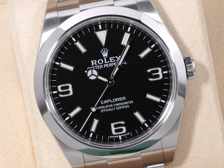 ロレックス エクスプローラーI Ref.214270 ステンレススチール ブラック文字盤 オイスターブレスレット 美品 23fkzga9
