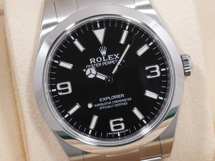 ロレックス エクスプローラーI Ref.214270 ステンレススチール ブラック文字盤 オイスターブレスレット 美中古 u3ef6g45