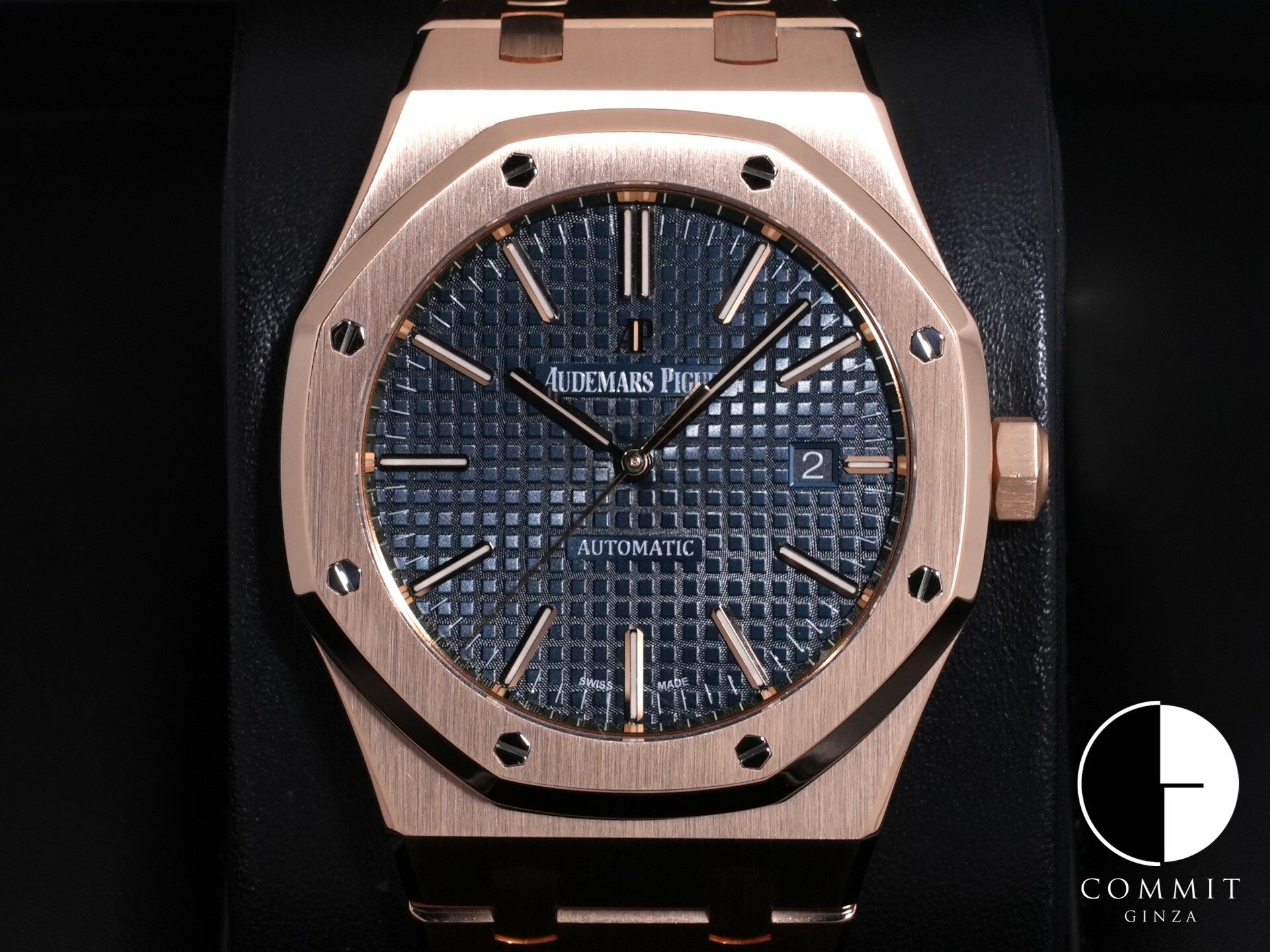 Audemars Piguet Royal Oak Ref. 15400OR.OO.1220OR.03 Pink Gold Blue Dial, Excellent Condition qrztwahm