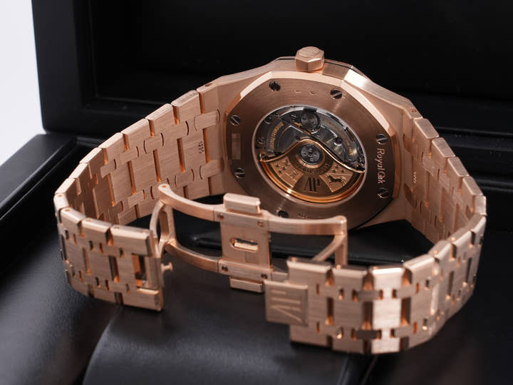 Audemars Piguet Royal Oak Ref. 15400OR.OO.1220OR.03 Pink Gold Blue Dial, Excellent Condition qrztwahm
