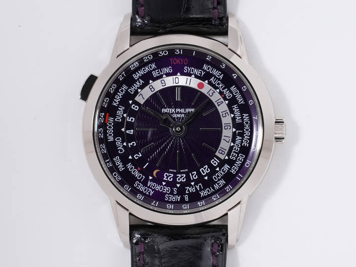 パテックフィリップ コンプリケーション ワールドタイム デイト Ref.5330G-010 ホワイトゴールド パープル文字盤 極美品 4h68crem