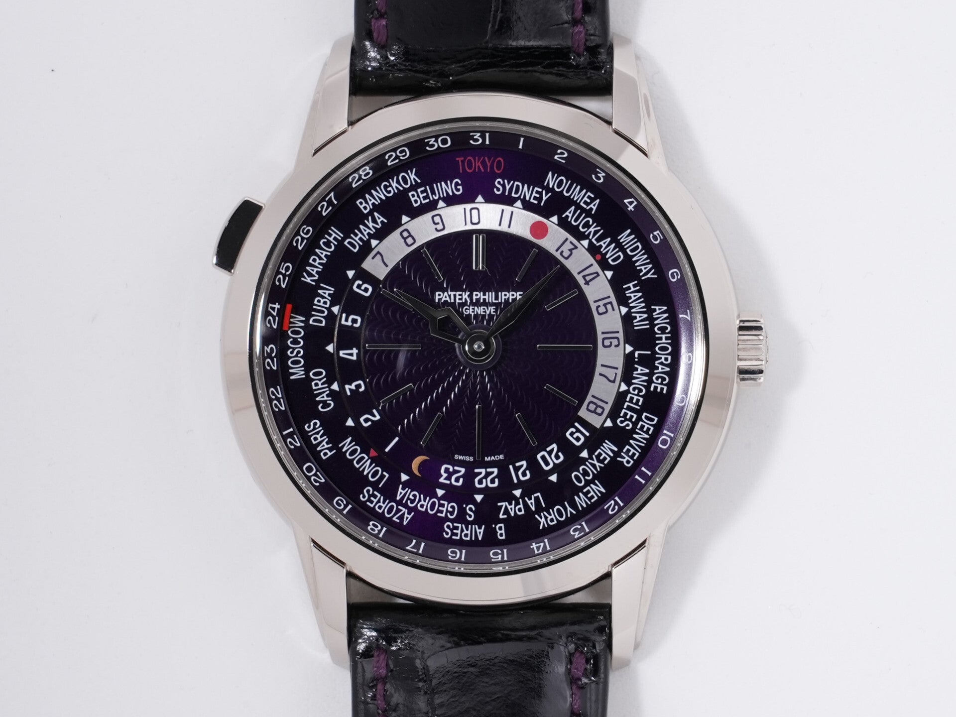 パテックフィリップ コンプリケーション ワールドタイム デイト Ref.5330G-010 ホワイトゴールド パープル文字盤 極美品 4h68crem