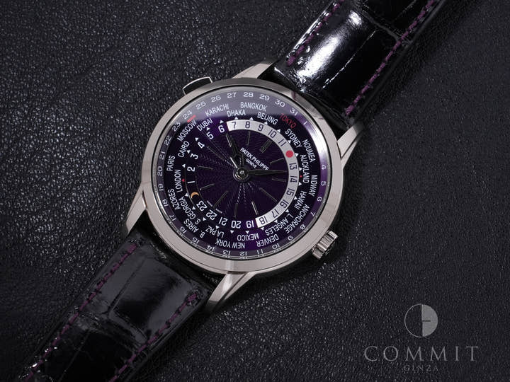 パテックフィリップ コンプリケーション ワールドタイム デイト Ref.5330G-010 ホワイトゴールド パープル文字盤 極美品 4h68crem