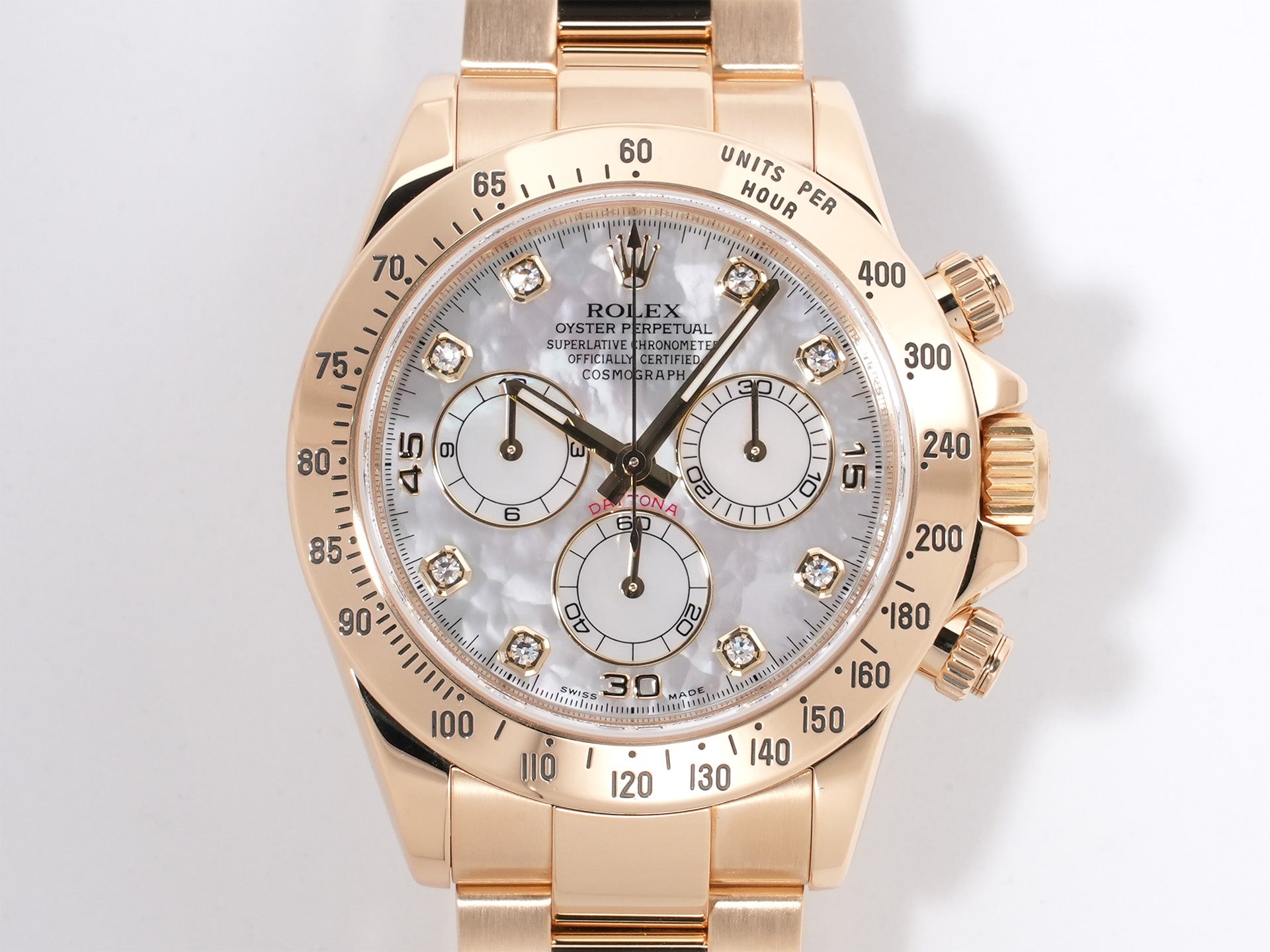 ロレックス デイトナ Ref.116528 イエローゴールド ホワイトシェルx8Pダイヤ文字盤 美中古 9jmm3tj4