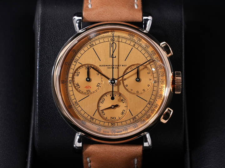 オーデマピゲ リマスター 01 クロノグラフ Ref.26595SR.OO.A032VE.01 ステンレススチール/ピンクゴールド イエローゴールドカラー文字盤 中古 gcn4b4xa
