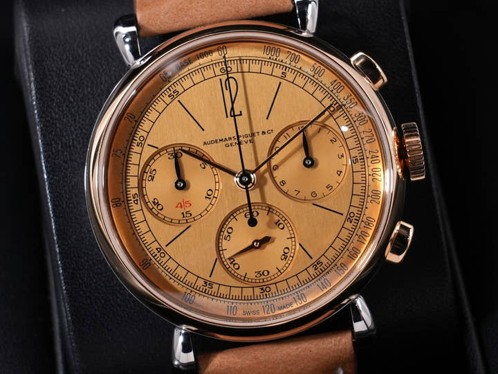 オーデマピゲ リマスター 01 クロノグラフ Ref.26595SR.OO.A032VE.01 ステンレススチール/ピンクゴールド イエローゴールドカラー文字盤 中古 gcn4b4xa