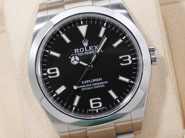 ロレックス エクスプローラーI Ref.214270 ステンレススチール ブラック文字盤 オイスターブレスレット 中古 adtcd5aq