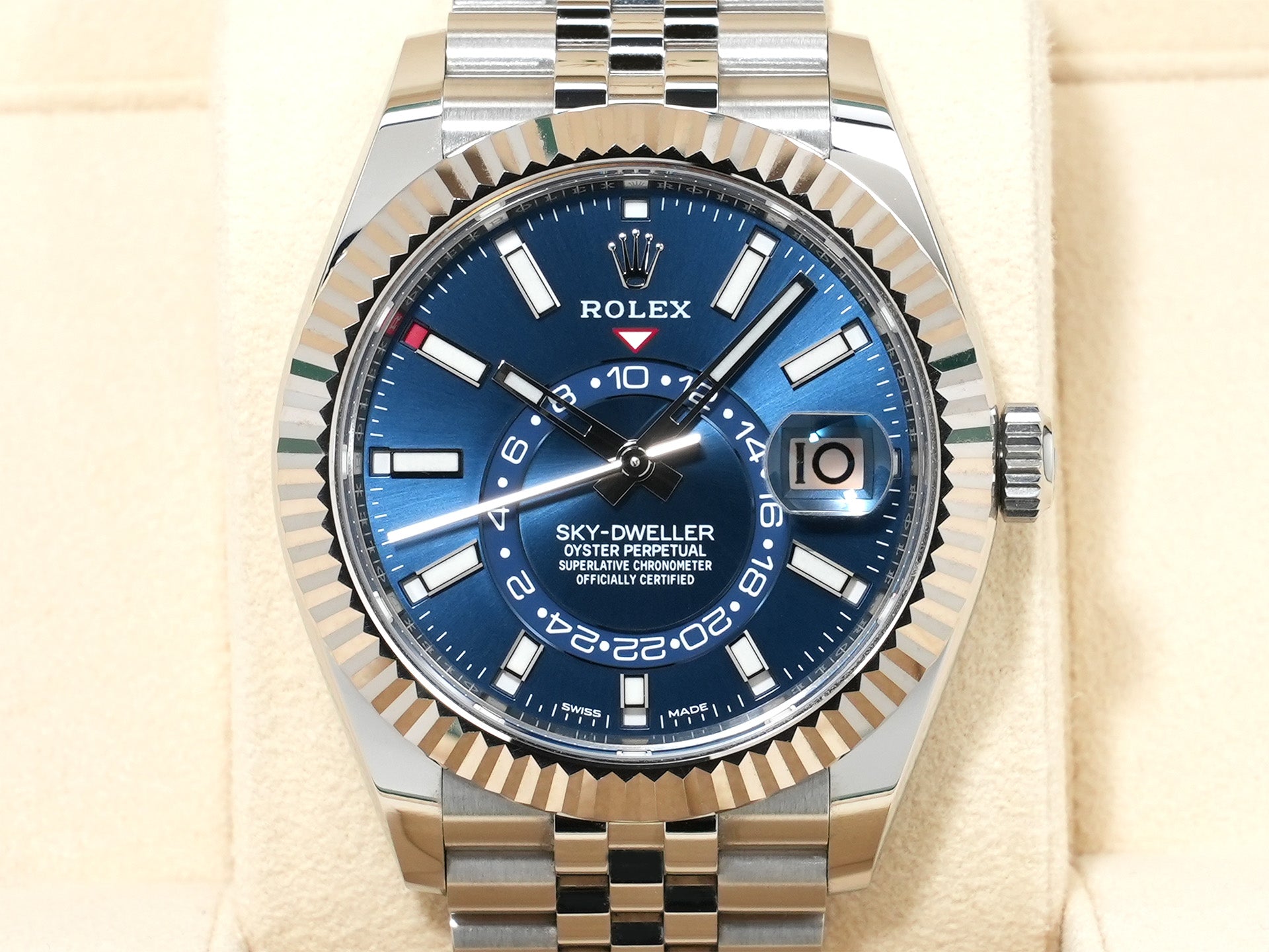 ロレックス スカイドゥエラー Ref.326934 ステンレススチール/ホワイトゴールド ブルー文字盤 ジュビリーブレスレット 美中古 mbbfnpj5