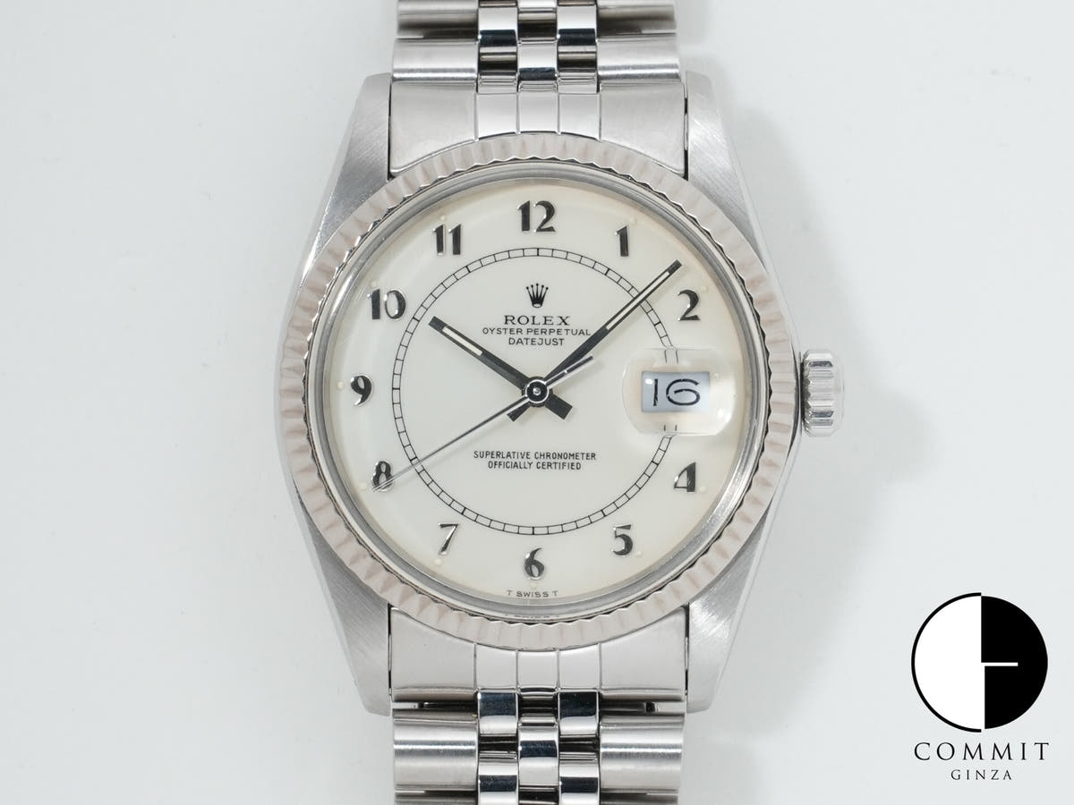 Pre-owned Rolex Datejust Ref. 16014, stainless steel/white gold, boiler gauge dial, Jubilee bracelet.  (6evzeokt appears to be an internal reference number and not part of the product description)