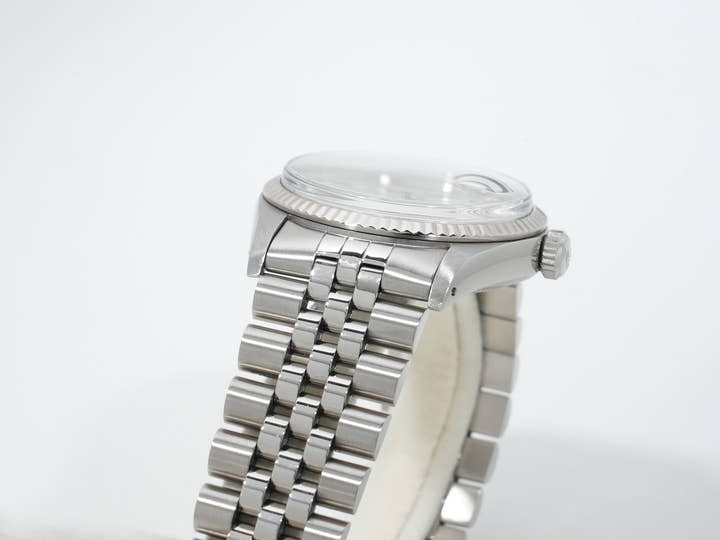 Pre-owned Rolex Datejust Ref. 16014, stainless steel/white gold, boiler gauge dial, Jubilee bracelet.  (6evzeokt appears to be an internal reference number and not part of the product description)