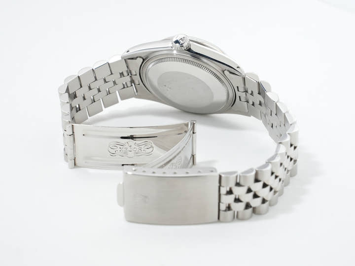 Pre-owned Rolex Datejust Ref. 16014, stainless steel/white gold, boiler gauge dial, Jubilee bracelet.  (6evzeokt appears to be an internal reference number and not part of the product description)