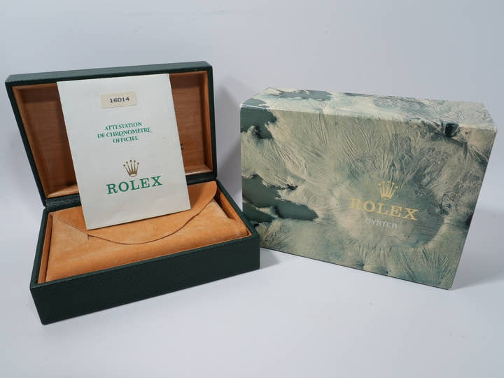Pre-owned Rolex Datejust Ref. 16014, stainless steel/white gold, boiler gauge dial, Jubilee bracelet.  (6evzeokt appears to be an internal reference number and not part of the product description)