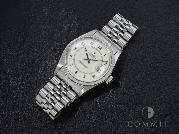 Pre-owned Rolex Datejust Ref. 16014, stainless steel/white gold, boiler gauge dial, Jubilee bracelet.  (6evzeokt appears to be an internal reference number and not part of the product description)