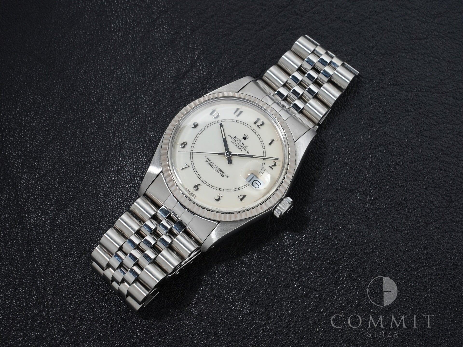 Pre-owned Rolex Datejust Ref. 16014, stainless steel/white gold, boiler gauge dial, Jubilee bracelet.  (6evzeokt appears to be an internal reference number and not part of the product description)
