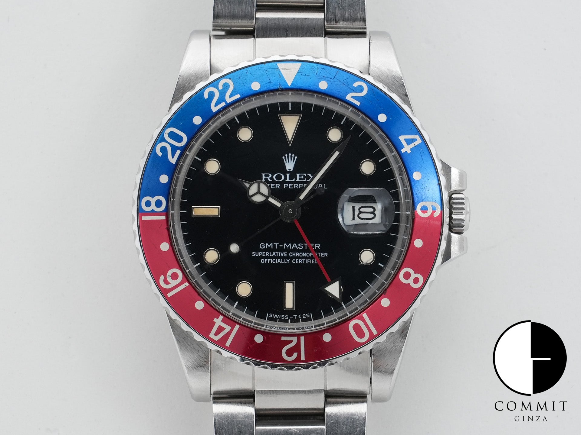 Rolex GMT Master Ref. 16750, stainless steel, black dial, Oyster bracelet, pre-owned (ep244ax3)