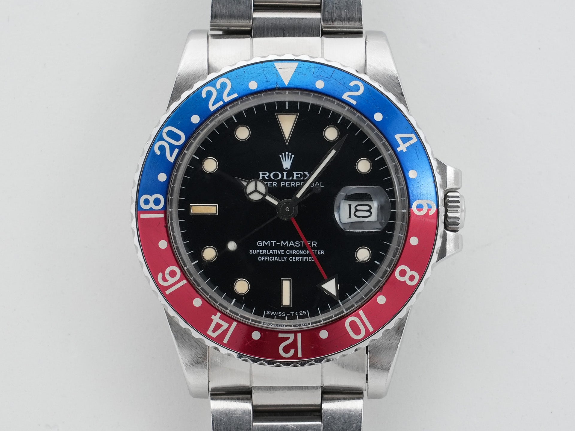 Rolex GMT Master Ref. 16750, stainless steel, black dial, Oyster bracelet, pre-owned (ep244ax3)