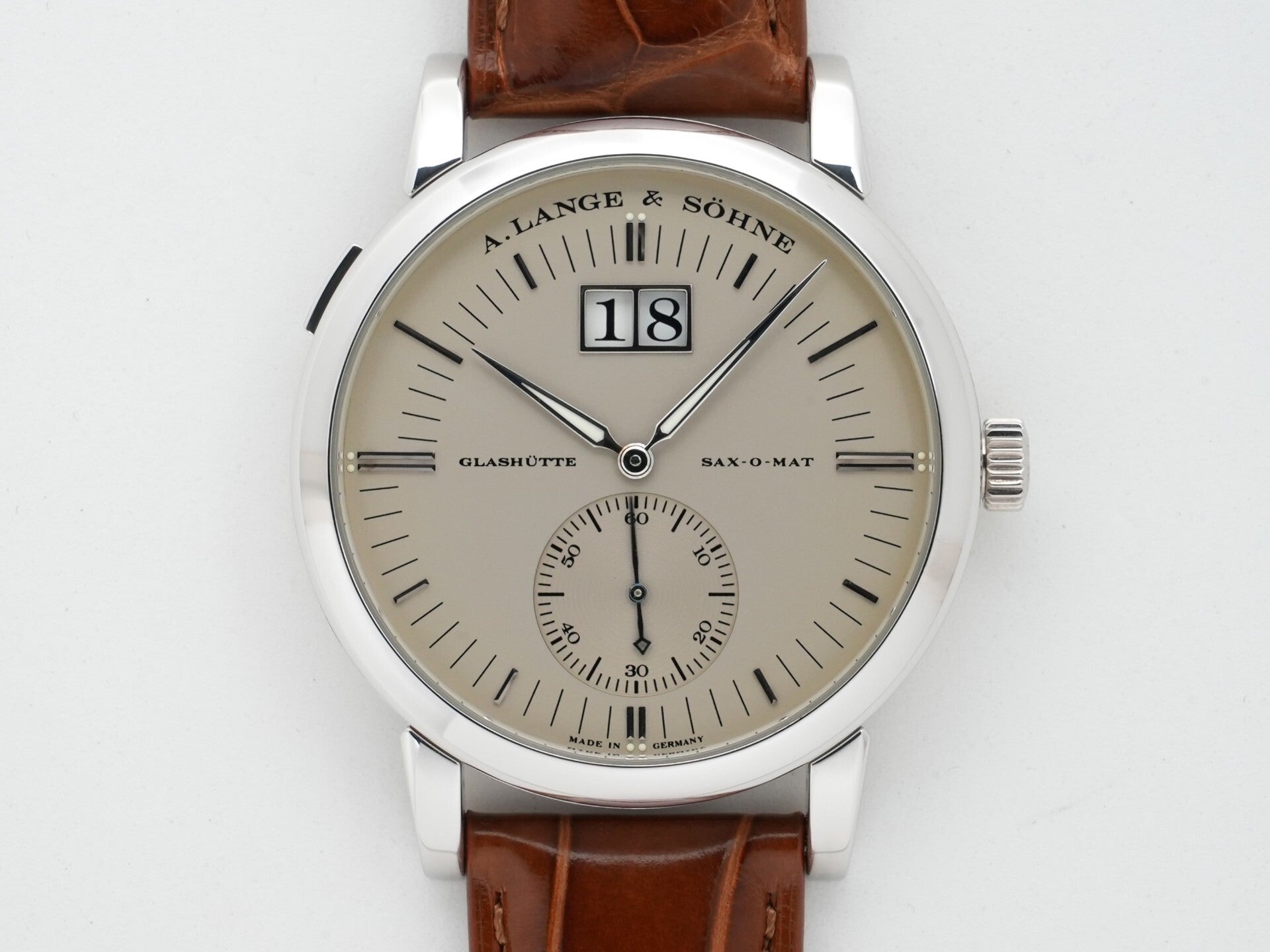 A. Lange &amp; Söhne Grand LangeMatic Ref. 309.025 Platinum Silver Dial, Pre-owned (y7cduxzz)