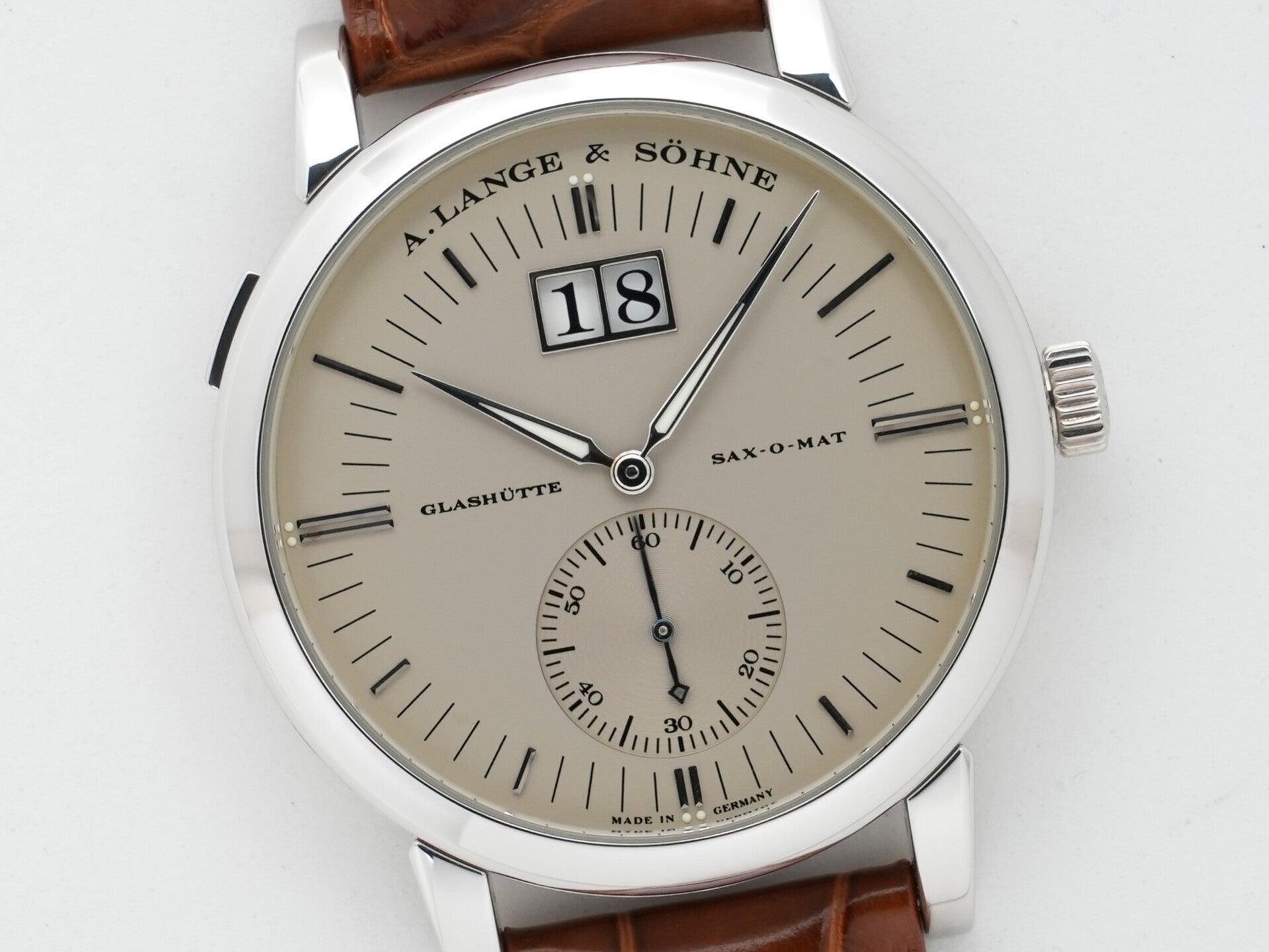 A. Lange &amp; Söhne Grand LangeMatic Ref. 309.025 Platinum Silver Dial, Pre-owned (y7cduxzz)
