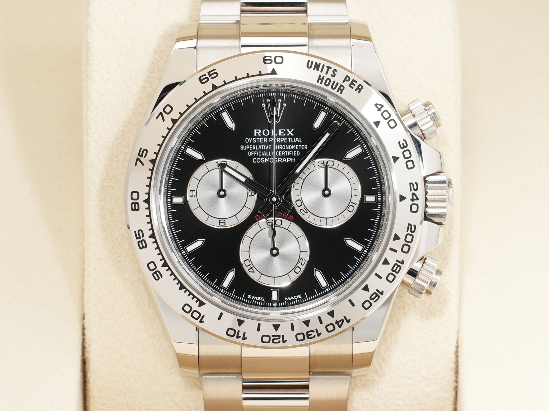 Rolex Daytona Ref. 126509 White Gold, Bright Black x Steel Dial, Unused  k7huurjq