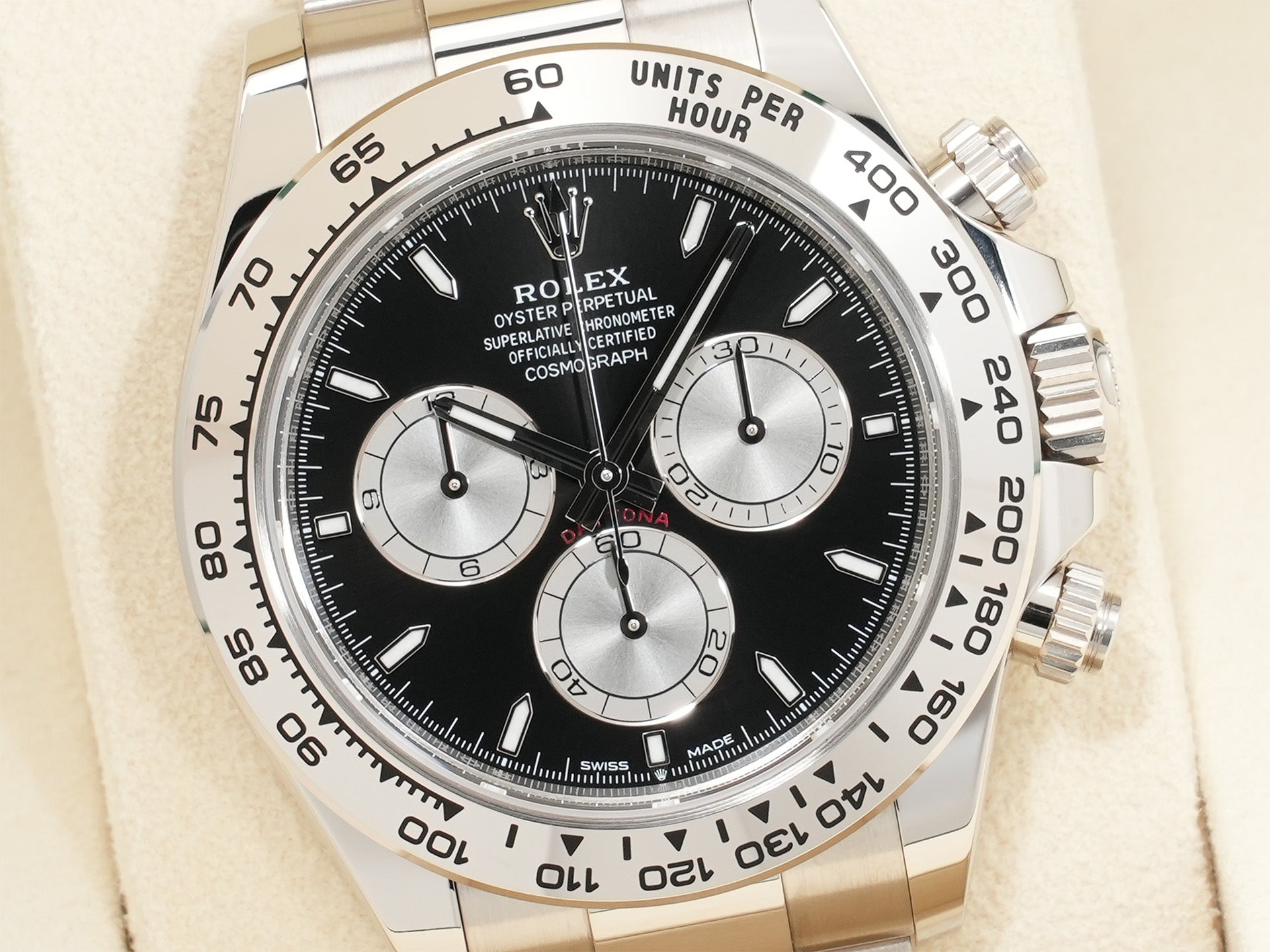 Rolex Daytona Ref. 126509 White Gold, Bright Black x Steel Dial, Unused  k7huurjq