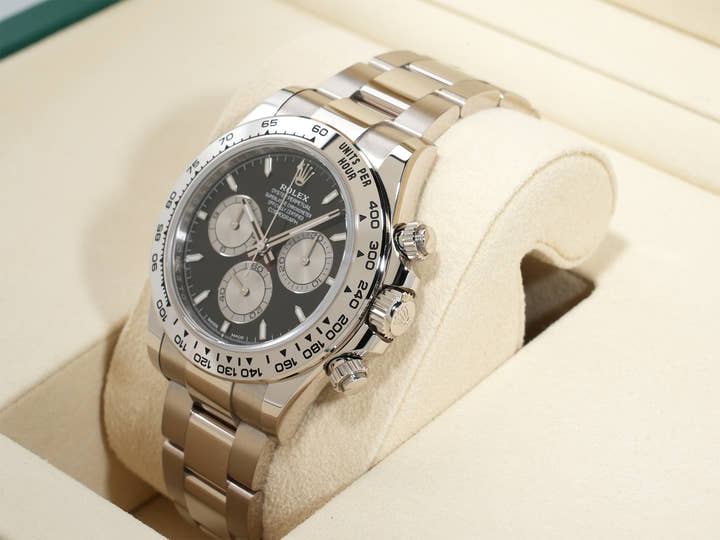 Rolex Daytona Ref. 126509 White Gold, Bright Black x Steel Dial, Unused  k7huurjq