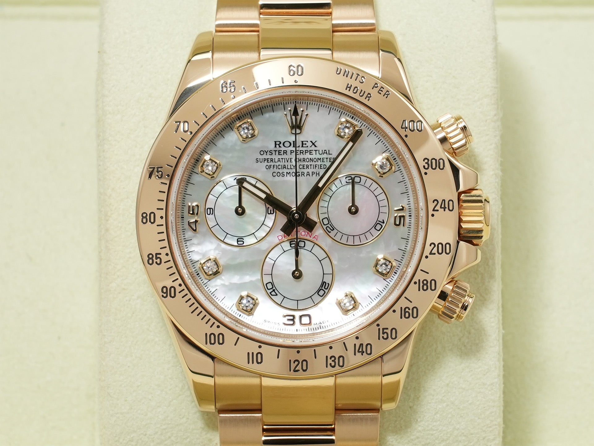 Rolex Daytona Ref. 116528 Yellow Gold White Shell x 8P Diamond Dial, Excellent Condition 27s8v5mh
