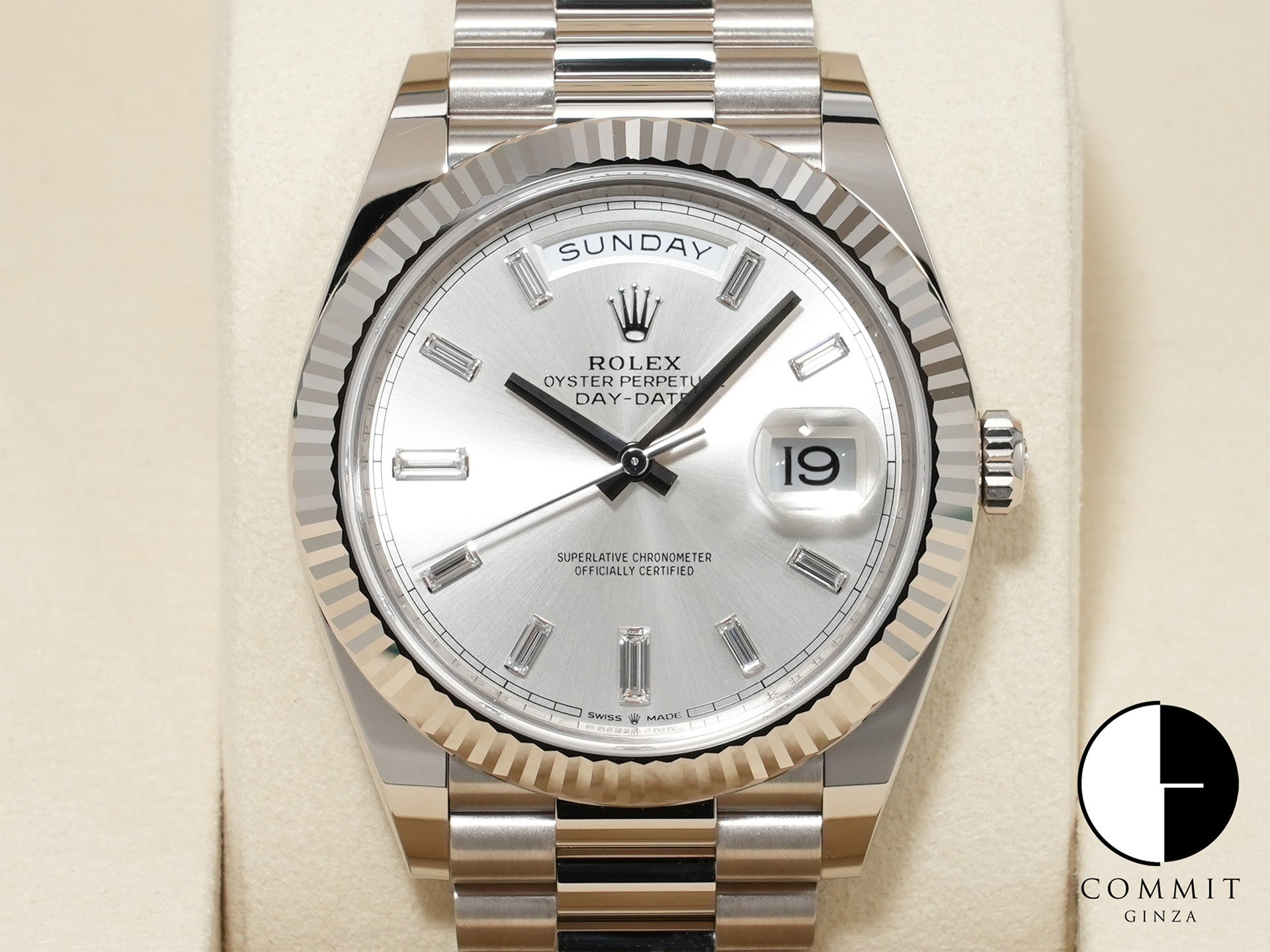 Rolex Day-Date 40 Ref. 228239A White Gold Silver x 10P Diamond Dial Pre-owned (Used)  zizkqen7