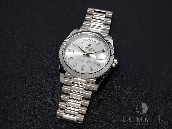 Rolex Day-Date 40 Ref. 228239A White Gold Silver x 10P Diamond Dial Pre-owned (Used)  zizkqen7