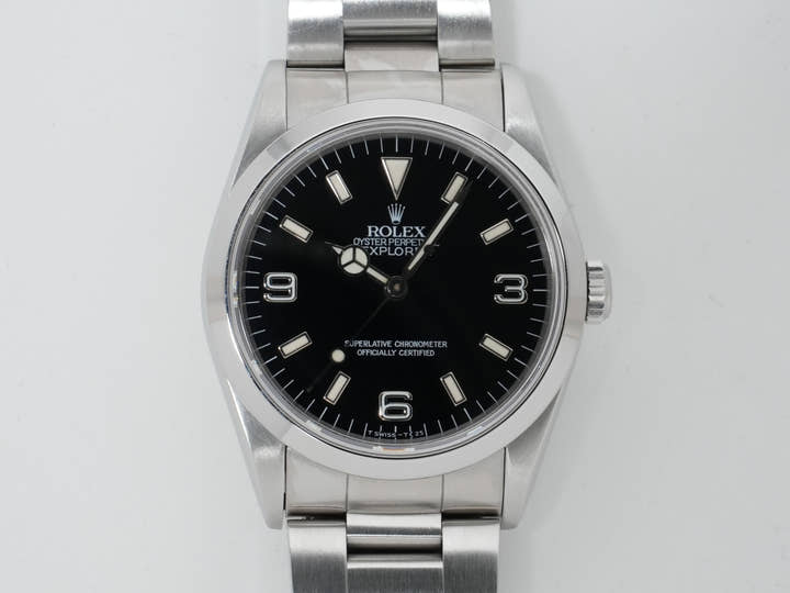Rolex Explorer I Ref. 14270, stainless steel, black dial, Oyster bracelet, pre-owned.  (9gbiqw9x appears to be an internal reference number and not part of the product description)