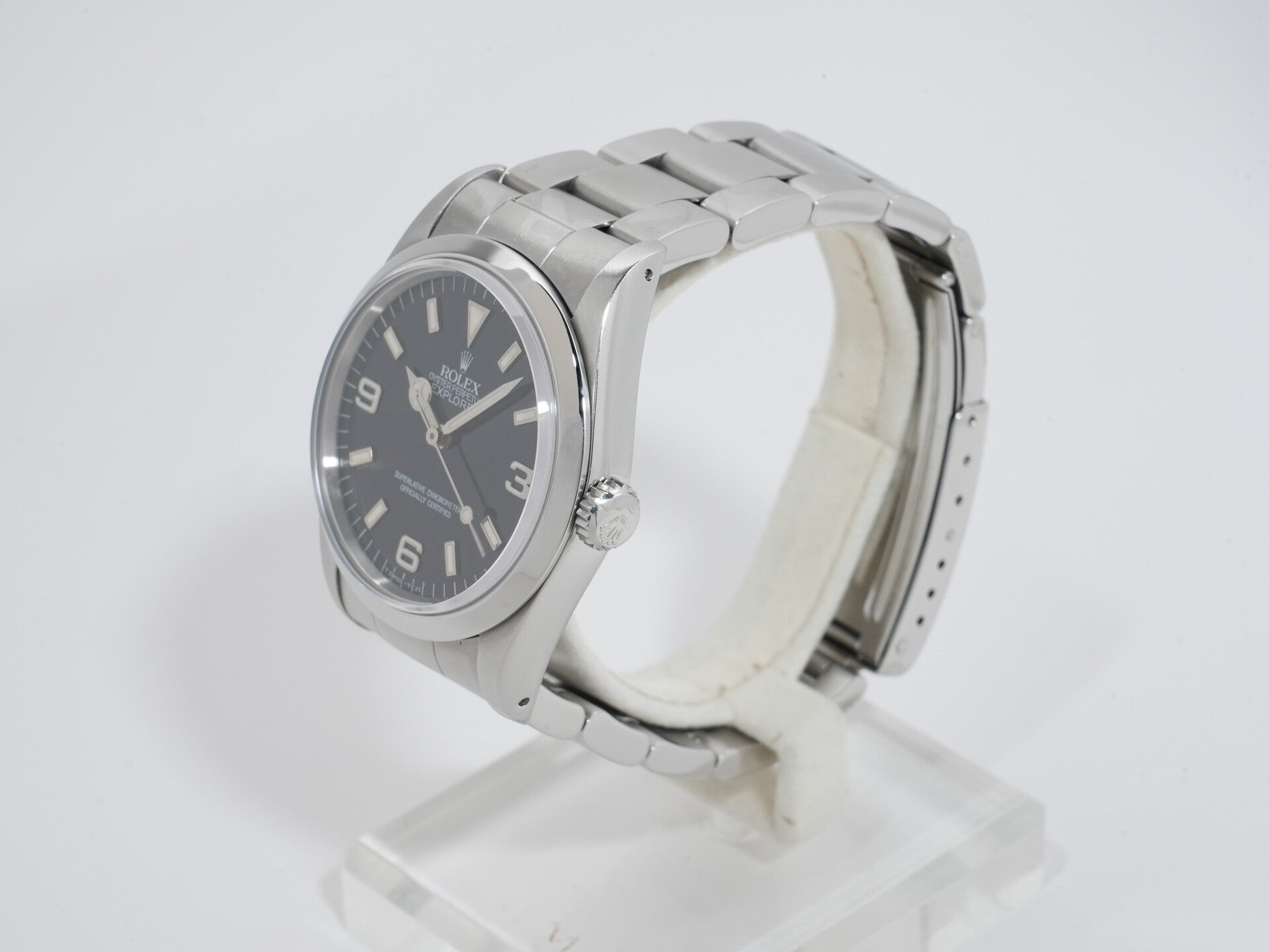 Rolex Explorer I Ref. 14270, stainless steel, black dial, Oyster bracelet, pre-owned.  (9gbiqw9x appears to be an internal reference number and not part of the product description)