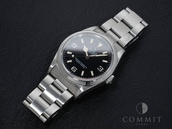 Rolex Explorer I Ref. 14270, stainless steel, black dial, Oyster bracelet, pre-owned.  (9gbiqw9x appears to be an internal reference number and not part of the product description)