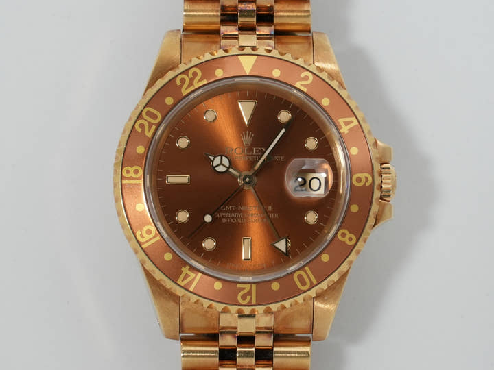 Rolex GMT-Master II Ref. 16718 Yellow Gold Brown Dial Jubilee Bracelet Pre-owned  2pwjg3sz