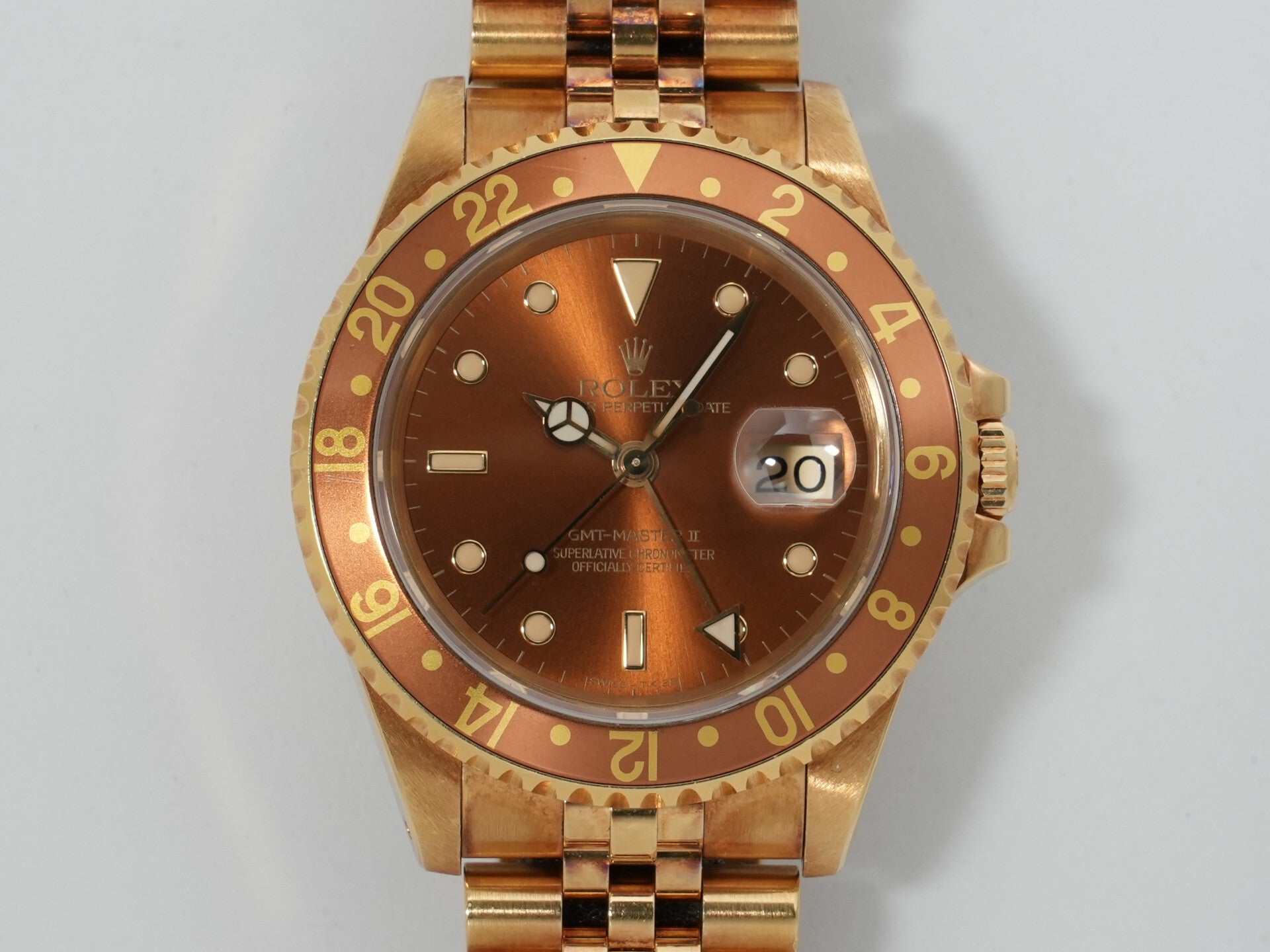 Rolex GMT-Master II Ref. 16718 Yellow Gold Brown Dial Jubilee Bracelet Pre-owned  2pwjg3sz
