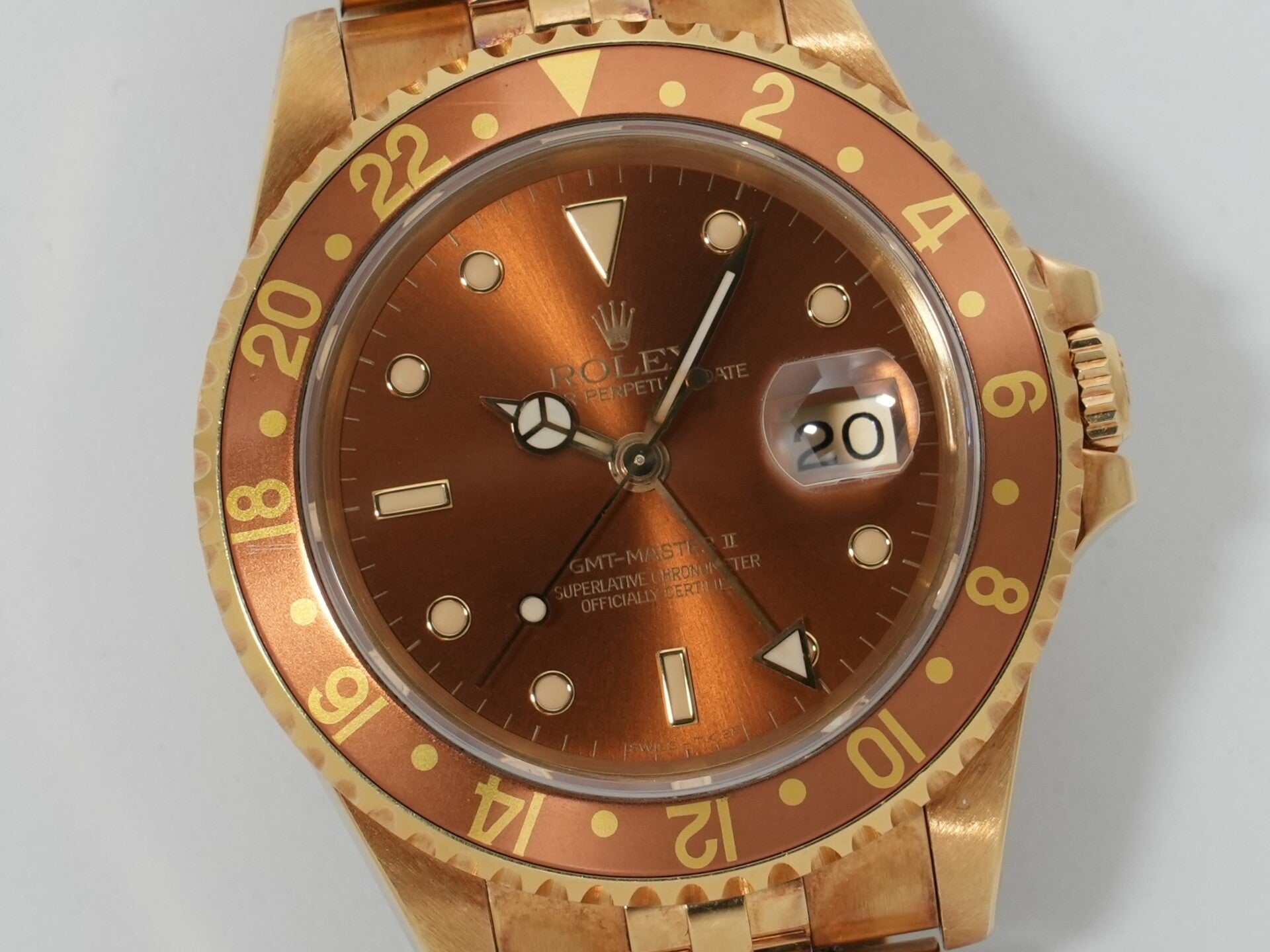 Rolex GMT-Master II Ref. 16718 Yellow Gold Brown Dial Jubilee Bracelet Pre-owned  2pwjg3sz