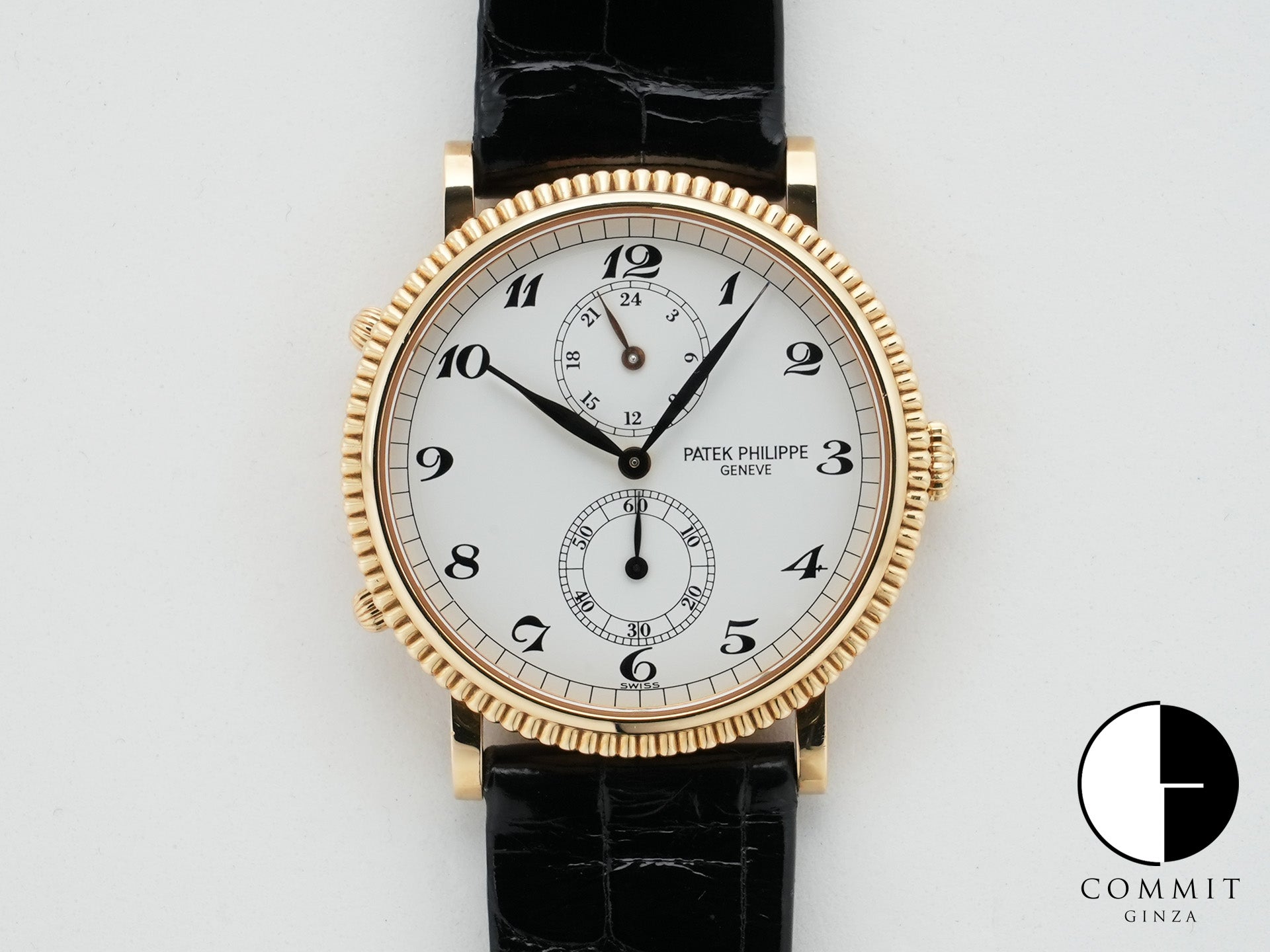 パテックフィリップ カラトラバ トラベルタイム Ref.5034J イエローゴールド ホワイト文字盤 中古 7vdedfmz