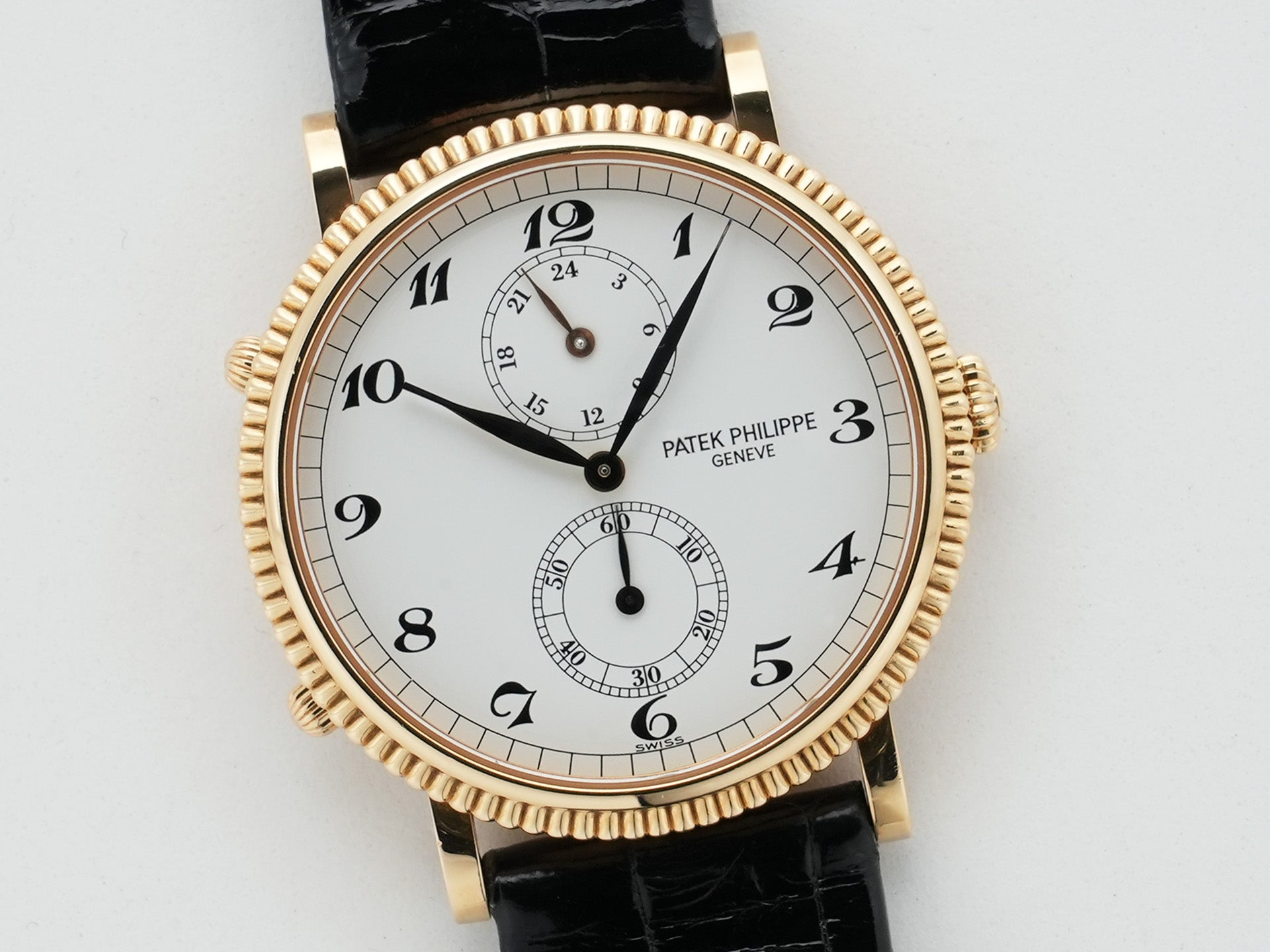 パテックフィリップ カラトラバ トラベルタイム Ref.5034J イエローゴールド ホワイト文字盤 中古 7vdedfmz