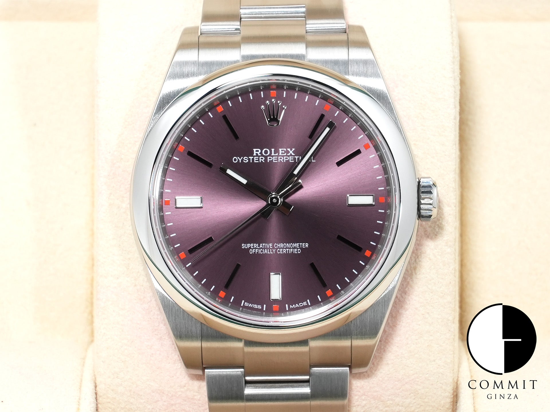 ロレックス オイスターパーペチュアル39 Ref.114300 ステンレススチール レッドグレープ文字盤 美品 yeyqd94k