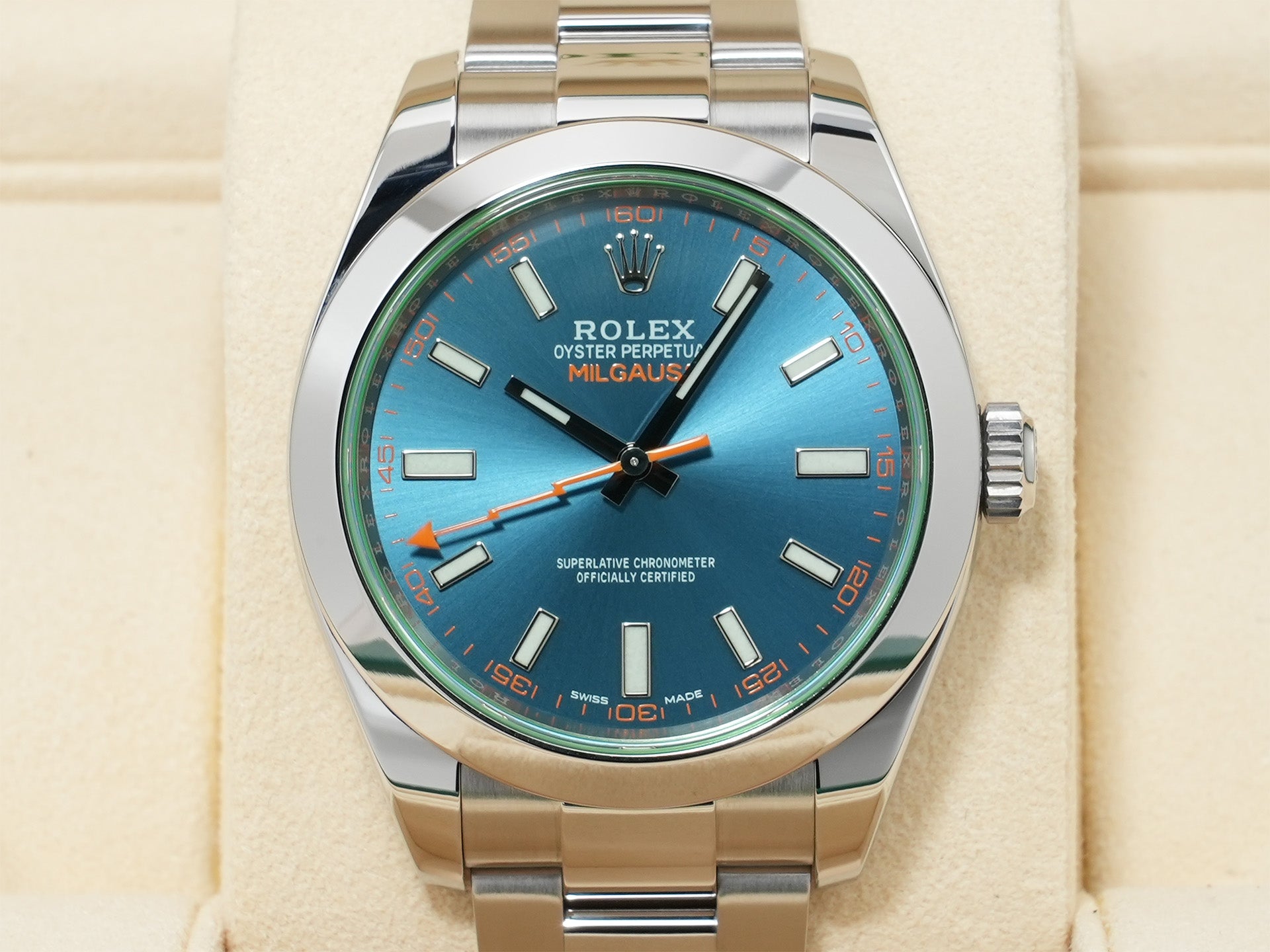 ロレックス ミルガウス Ref.116400GV ステンレススチール Zブルー文字盤 美品 m66jugj6