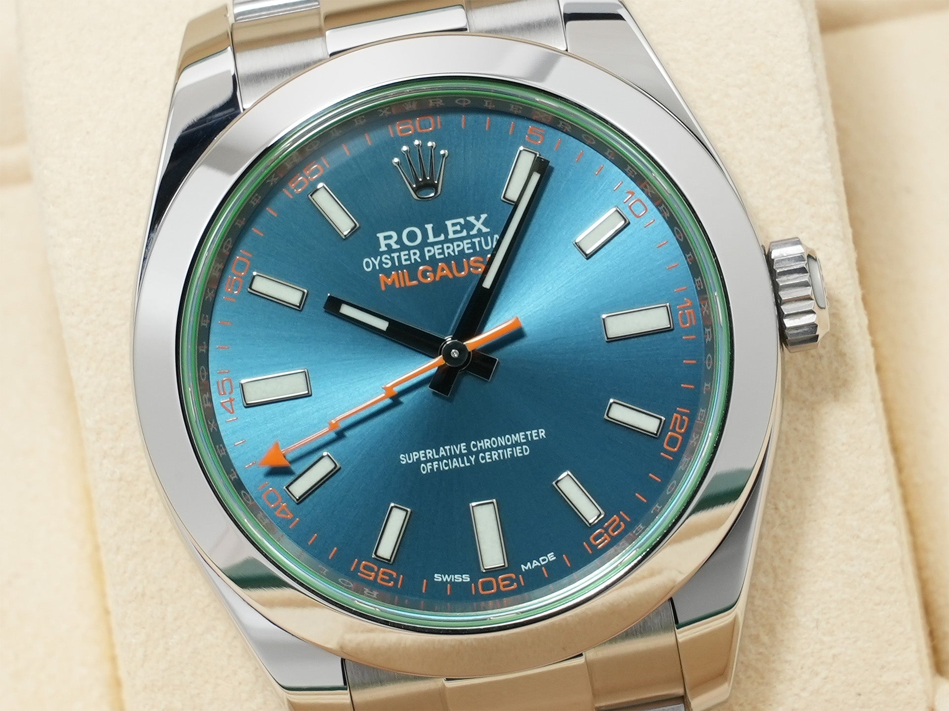 ロレックス ミルガウス Ref.116400GV ステンレススチール Zブルー文字盤 美品 m66jugj6
