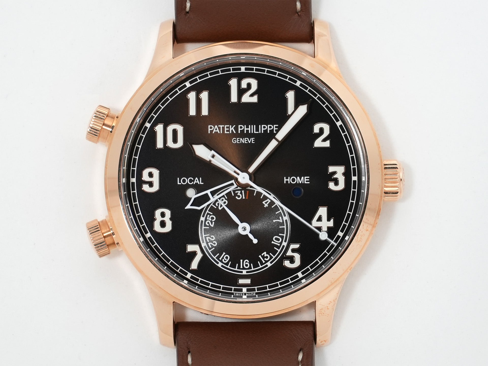 パテックフィリップ カラトラバ パイロット トラベルタイム Ref.5524R-001 ローズゴールド ブラウン・ソレイユ文字盤 未使用 b88drvsv