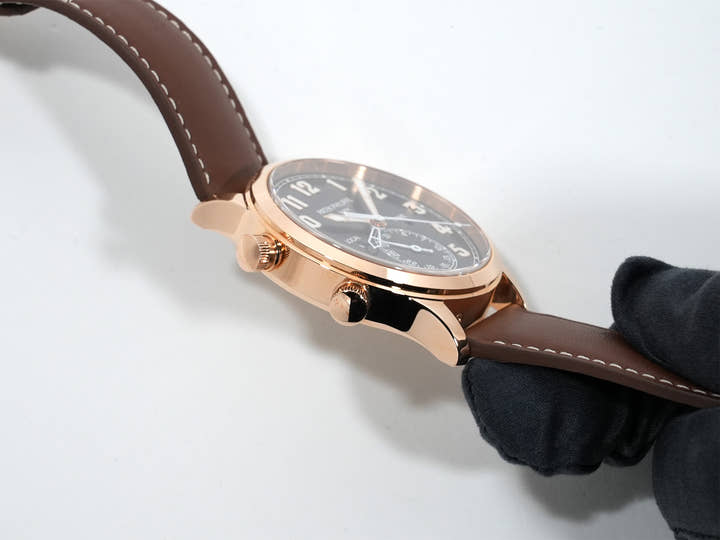 Patek Philippe Calatrava Pilot Travel Time Ref. 5524R-001 Rose Gold Brown Sunburst Dial, Unused.