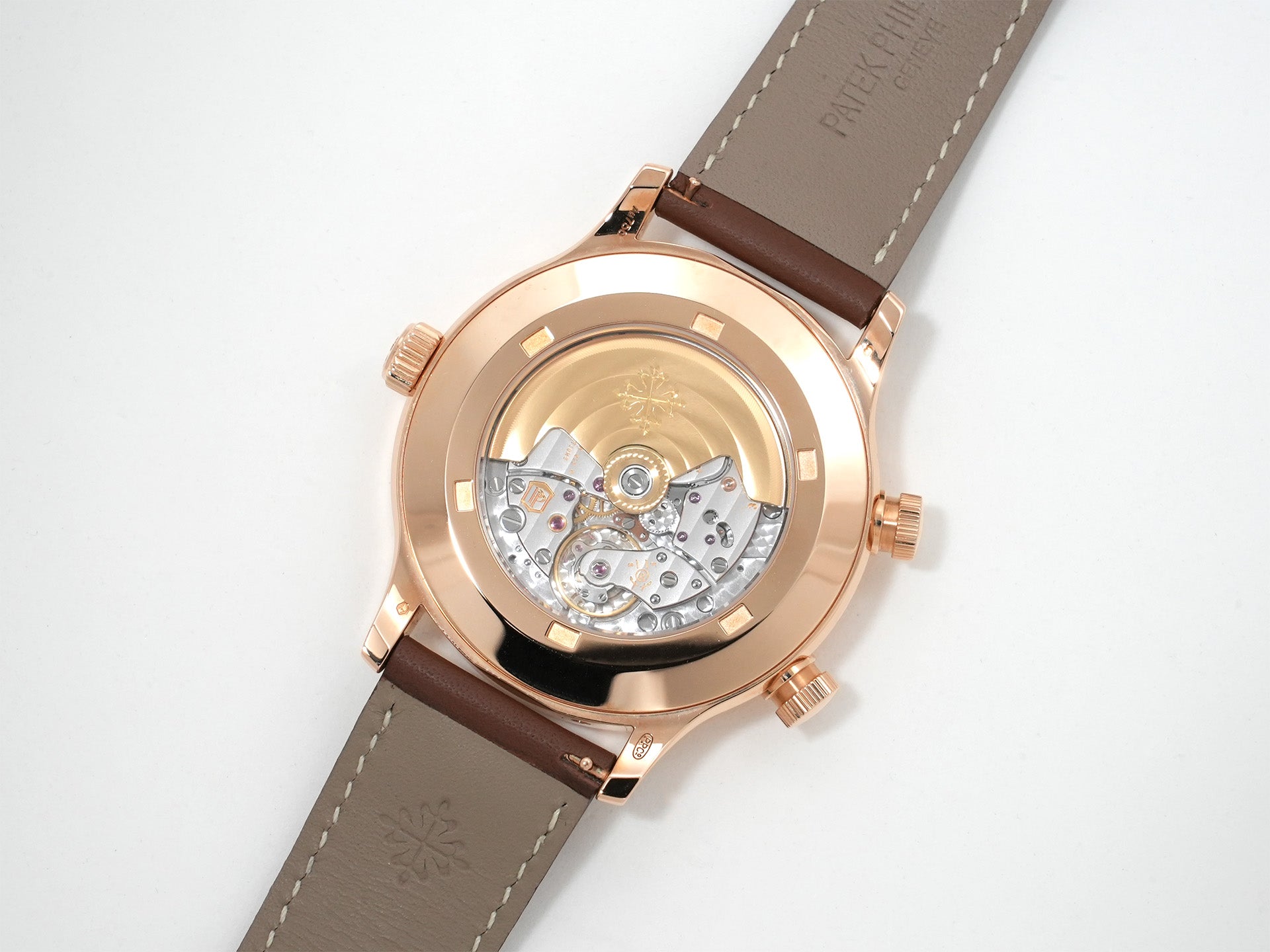 Patek Philippe Calatrava Pilot Travel Time Ref. 5524R-001 Rose Gold Brown Sunburst Dial, Unused.