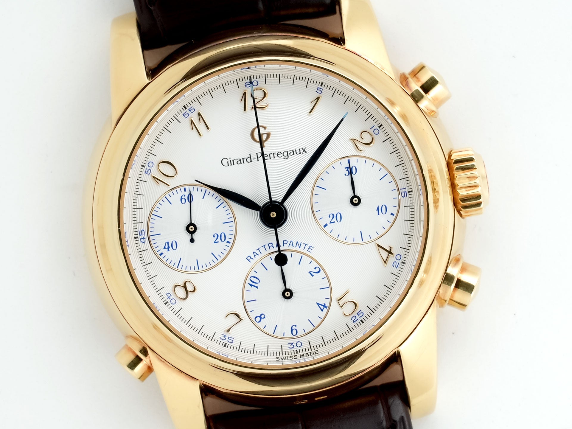 ジラールペルゴ クロノグラフ ラトラパンテ Ref.90100 18Kイエローゴールド シルバー文字盤 中古 7mvmj58y