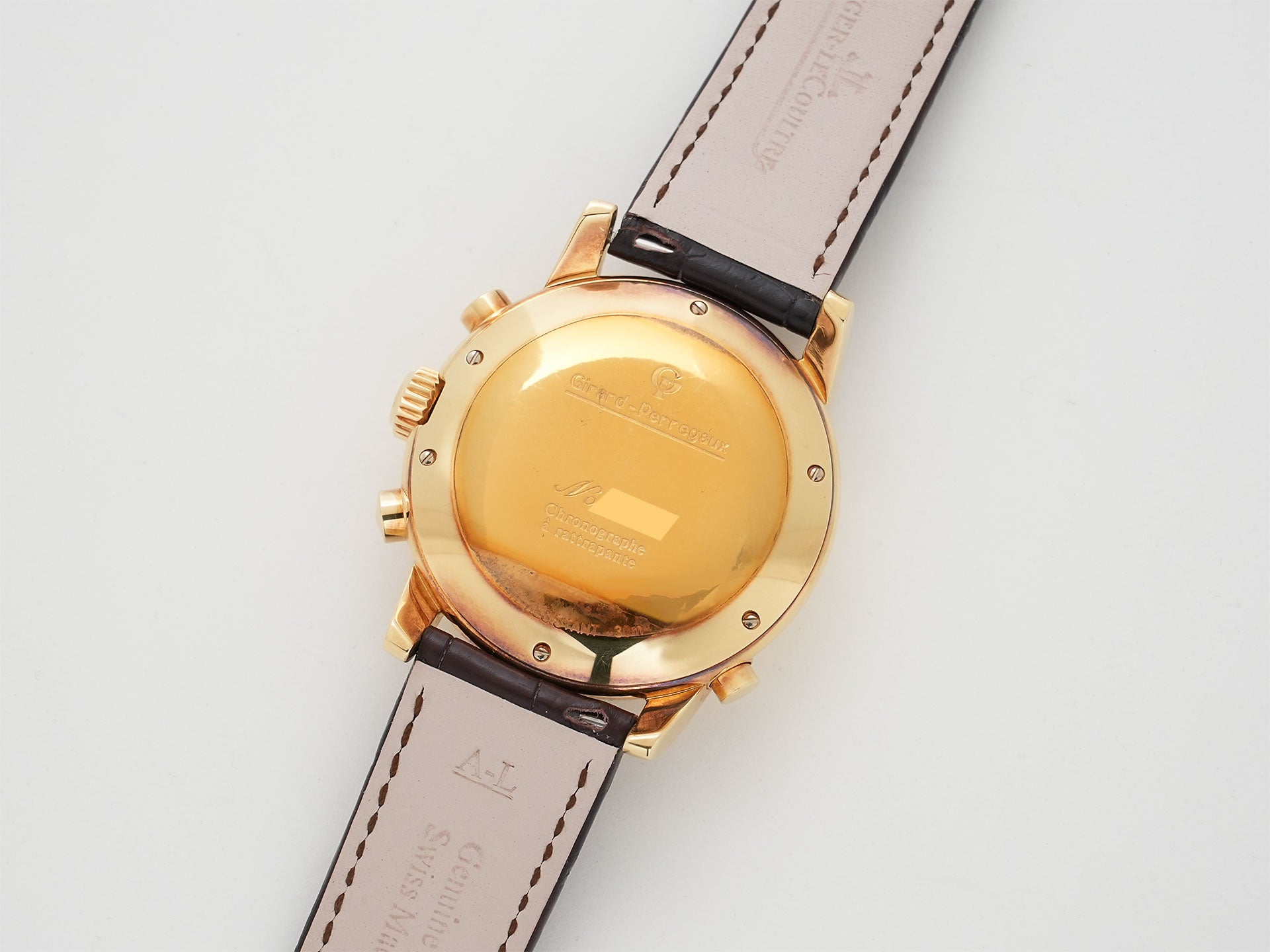 ジラールペルゴ クロノグラフ ラトラパンテ Ref.90100 18Kイエローゴールド シルバー文字盤 中古 7mvmj58y