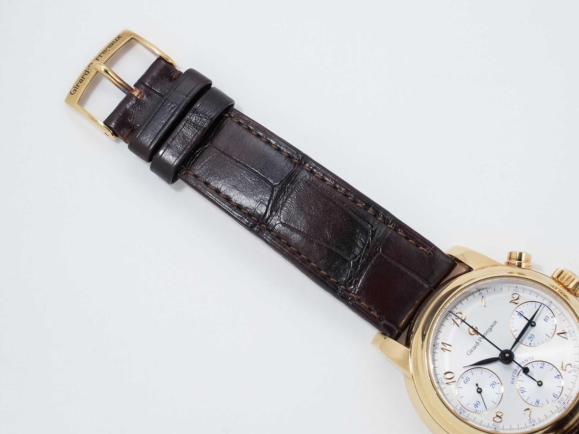 ジラールペルゴ クロノグラフ ラトラパンテ Ref.90100 18Kイエローゴールド シルバー文字盤 中古 7mvmj58y